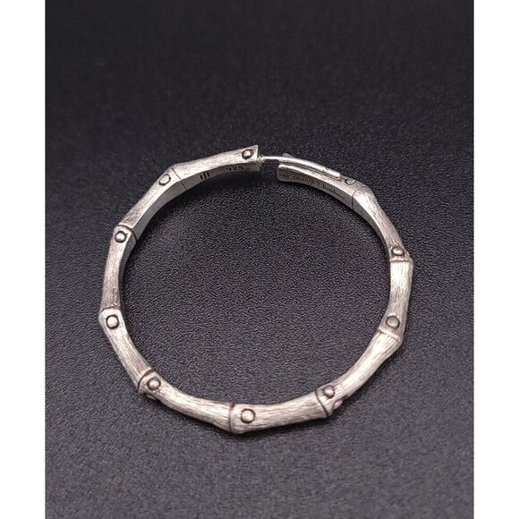 John Hardy Sterling Silver Satin Bamboo Hoop Earrings 1.25" - Picture 9 of 10